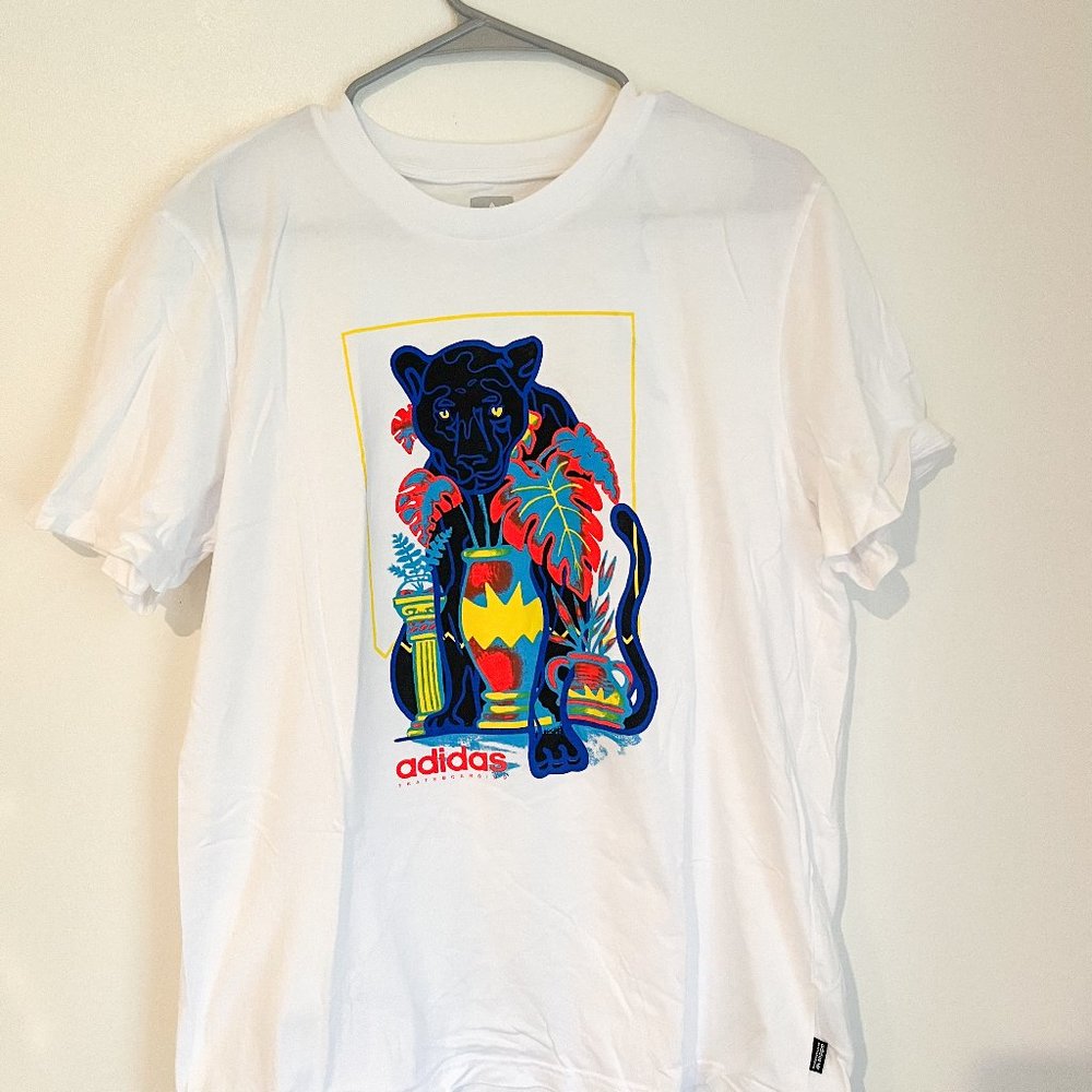 Adidas Colorful Panther White Tshirt Large
